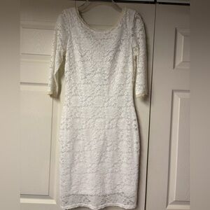 Laundry By Shelli Segal White Lace Long Sleeve Dress